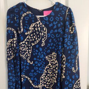 BNWT Lilly Pulitzer Tyra Silk Dress - Low Tide Navy Oversized Easy To Spot
